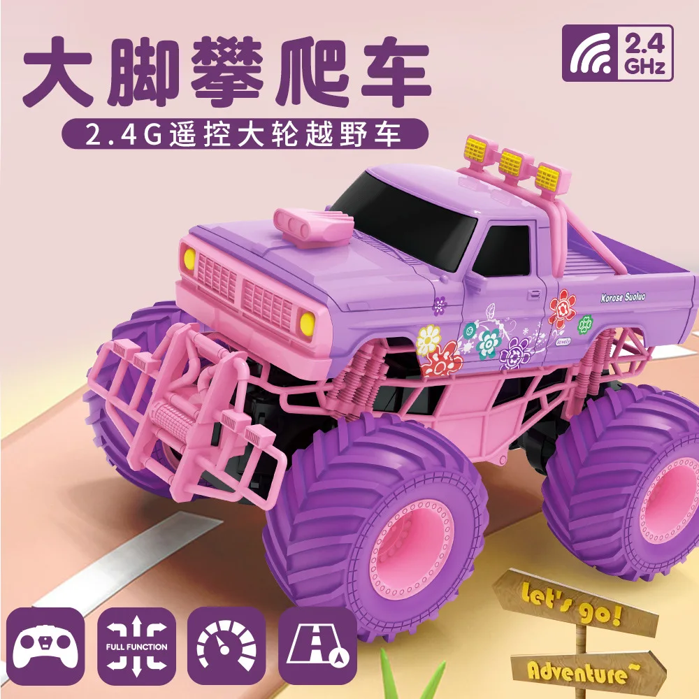 

2024 Pink Rc Car Electric Drive Off-road Big Wheel High Speed Purple Remote Control Trucks Girls Toys For Children Birthday Gift