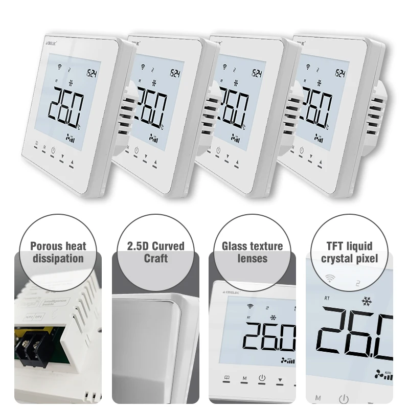 Tuya Home Digital DaiKin Air Conditioning Thermostat Room Smart Wireless Touch Screen VRF LED Temperature Control Panel