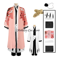 Anime Game Kyoraku Shunsui Cosplay Costume Thousand-Year Blood War Pink Kimono Black Shinigami Attire Outfit  Cloak Shoes Set