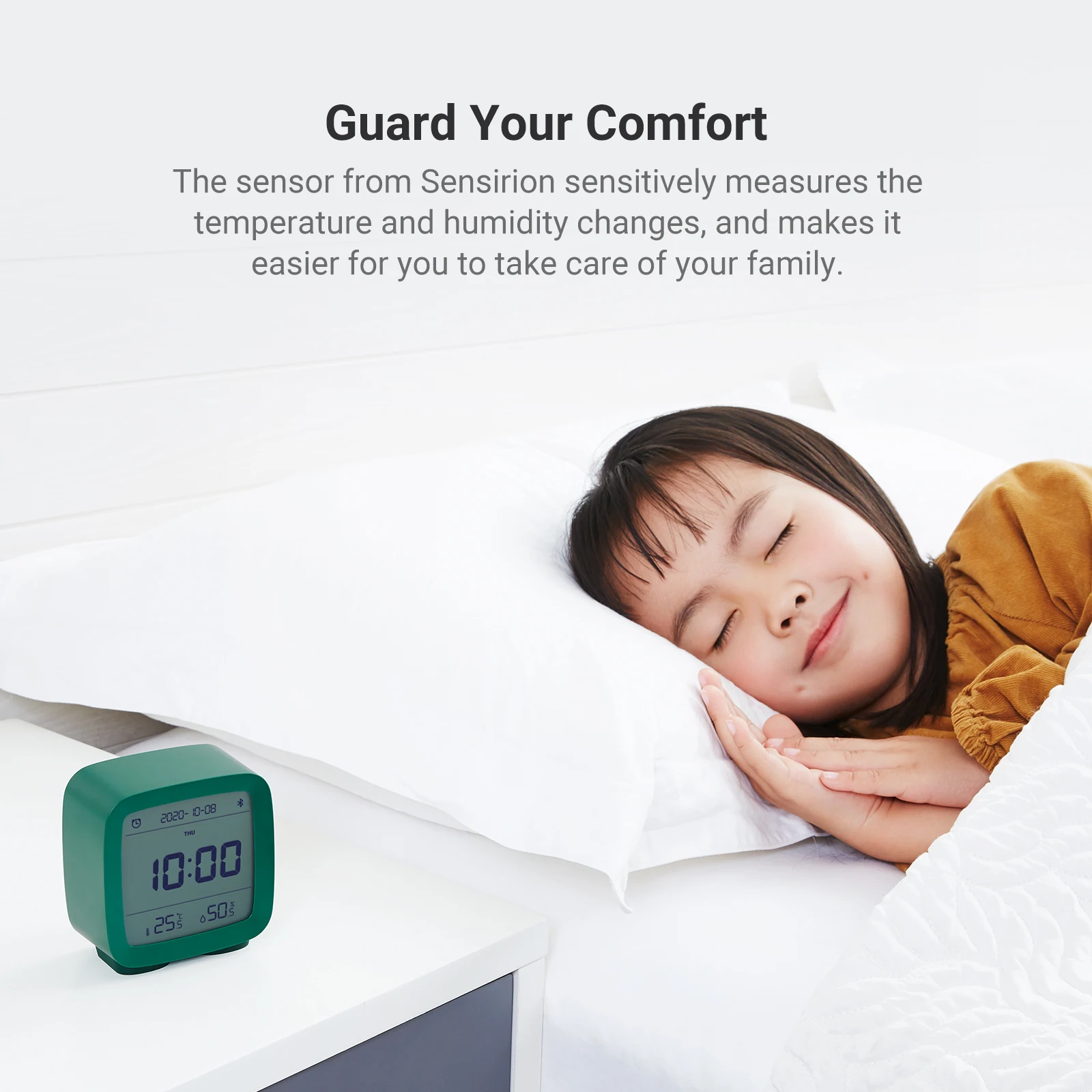 Qingping Smart Bluetooth Digital Alarm Clock with Multiple Alarms, with Temperature and Humidity Display for Bedroom,Table Clock