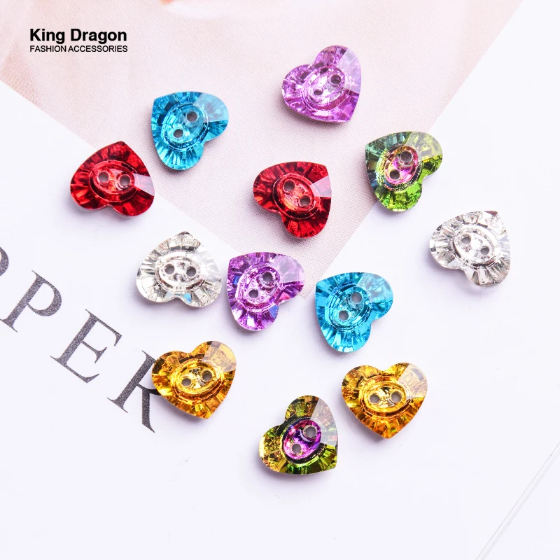 New Arrival Children Lovely Heart Crystal Buttons For Clothing 12MM 6PCS Kid Cardigan Coat Sweater DIY Sewing Needlework