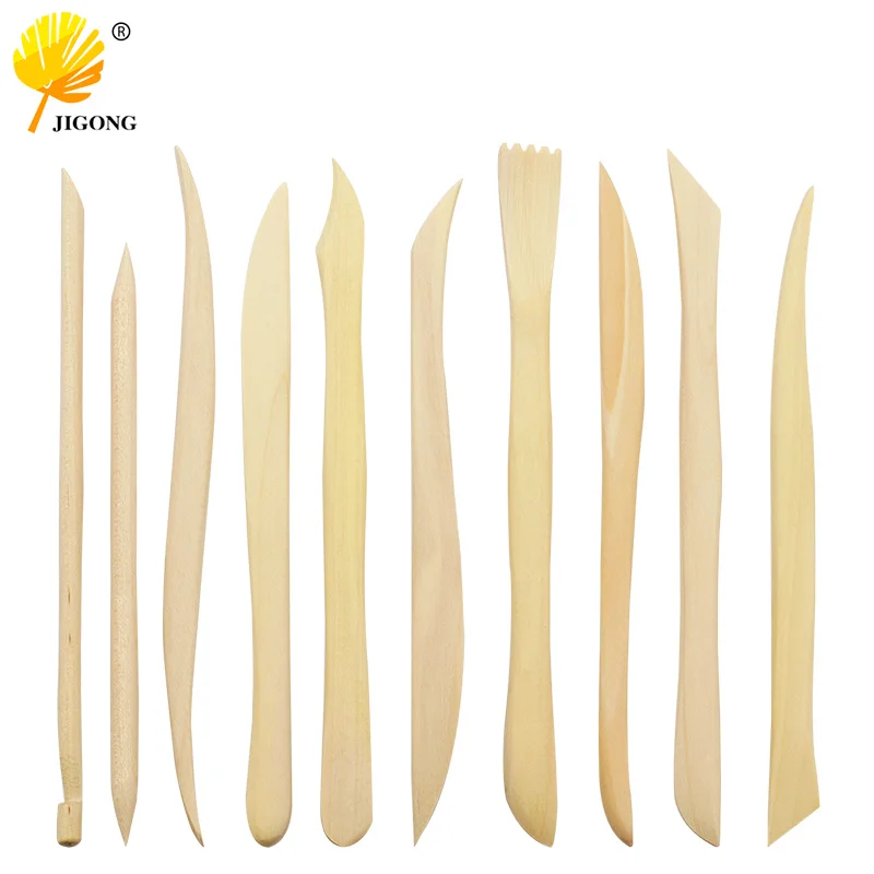 10Pcs Carving Crafts Wooden/Plastic Clay Sculpture Knife Pottery Sharpen Modeling Little Figurines Pottery Tools