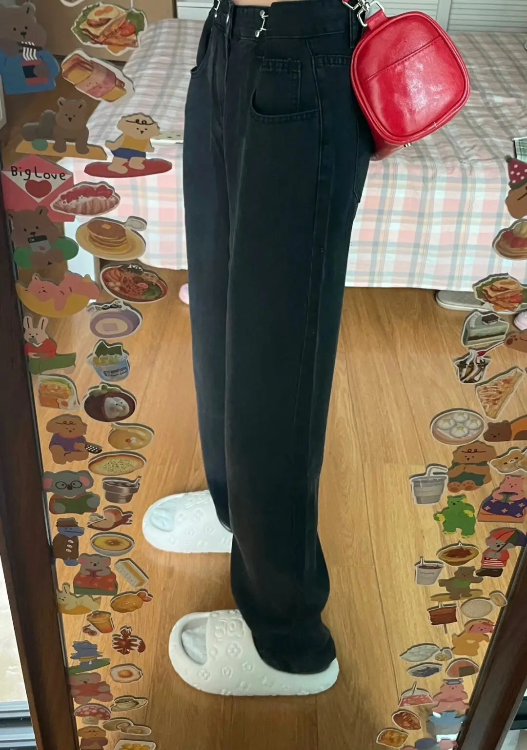 ارتفاع الخصر مستقيم الساق بلا الجينز المرأة الخريف بنطال ذو قصة أرجل واسعة التخسيس فضفاض الطابق طول بنطلون حجم كبير Faion