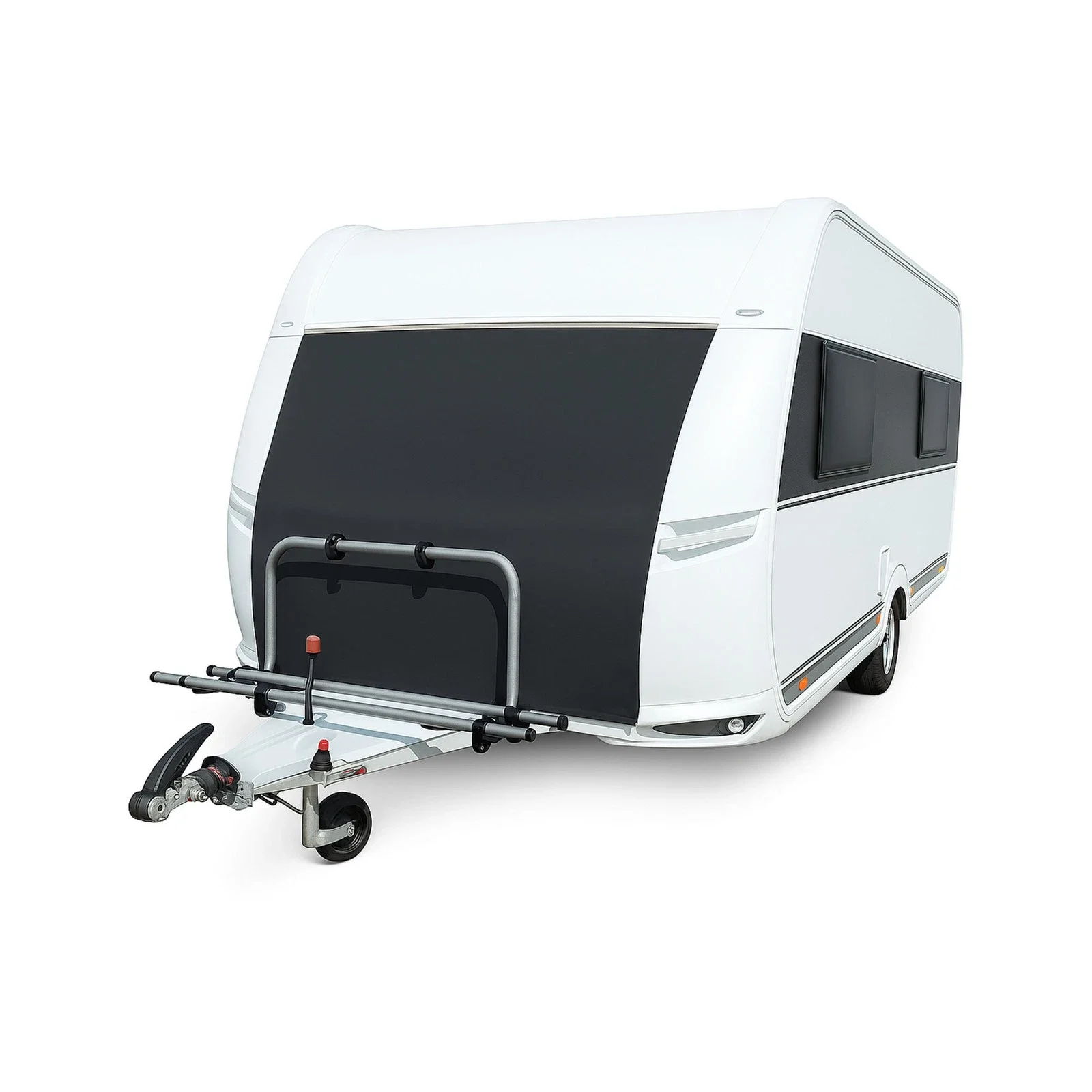 

1set Caravan Front Towing Cover 200x160CM Black Weatherproof Fastening With Keder Piping & Hooks Bug Protection Cover