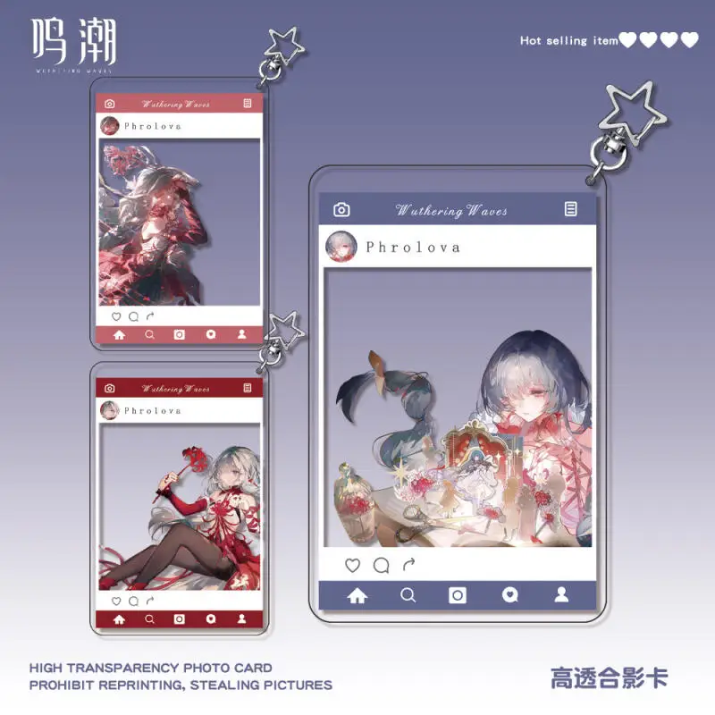 

Wuthering Waves Phrolova Acrylic High Transparency Photo Card Silvery Star Button Pendant Backpack Decoration Phone Accessory