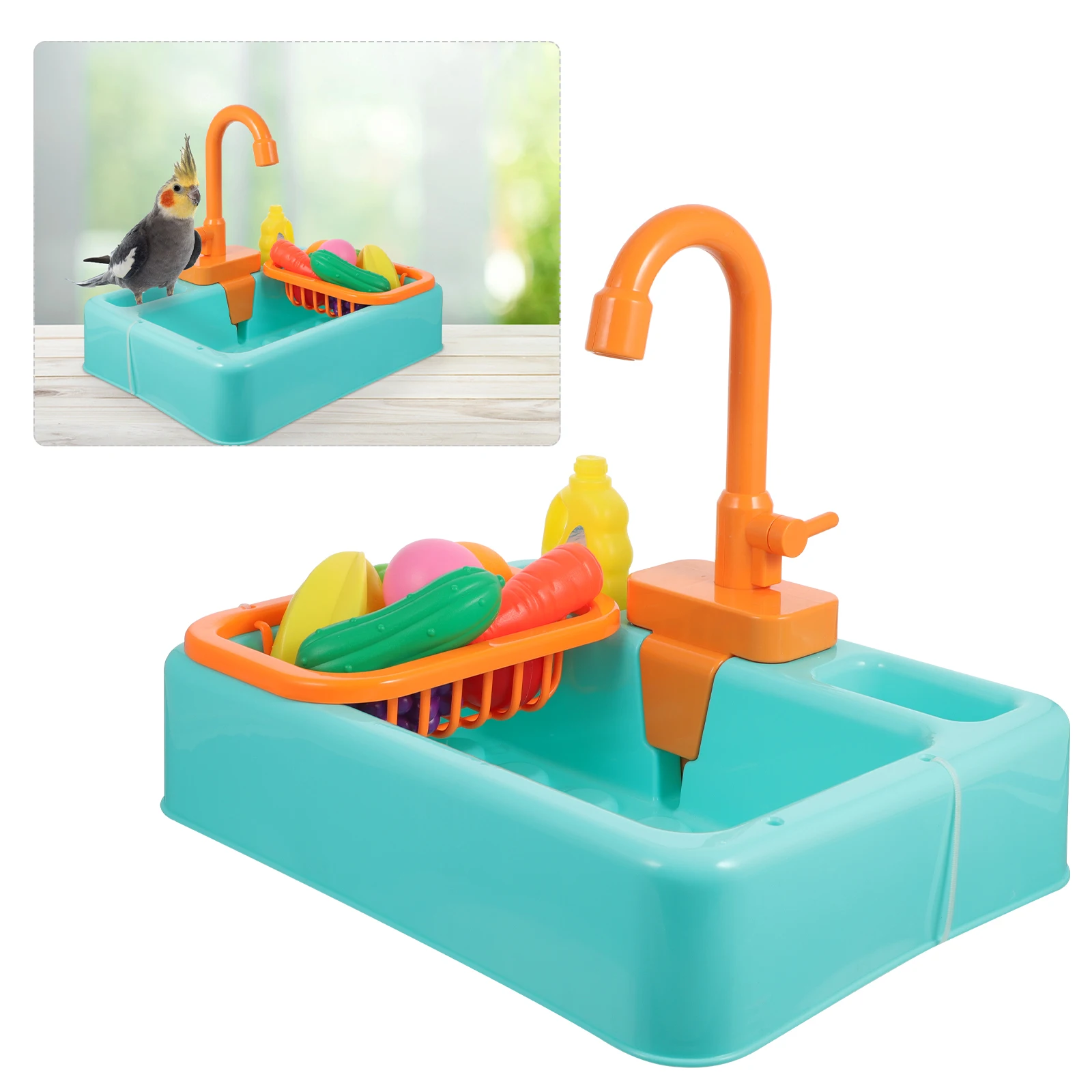 1 Juego de bañera de pájaros, grifo automático, lavabo de ducha de agua para loros, seguro, Color brillante, tamaño mediano, Urraca, gorrión, accesorio No