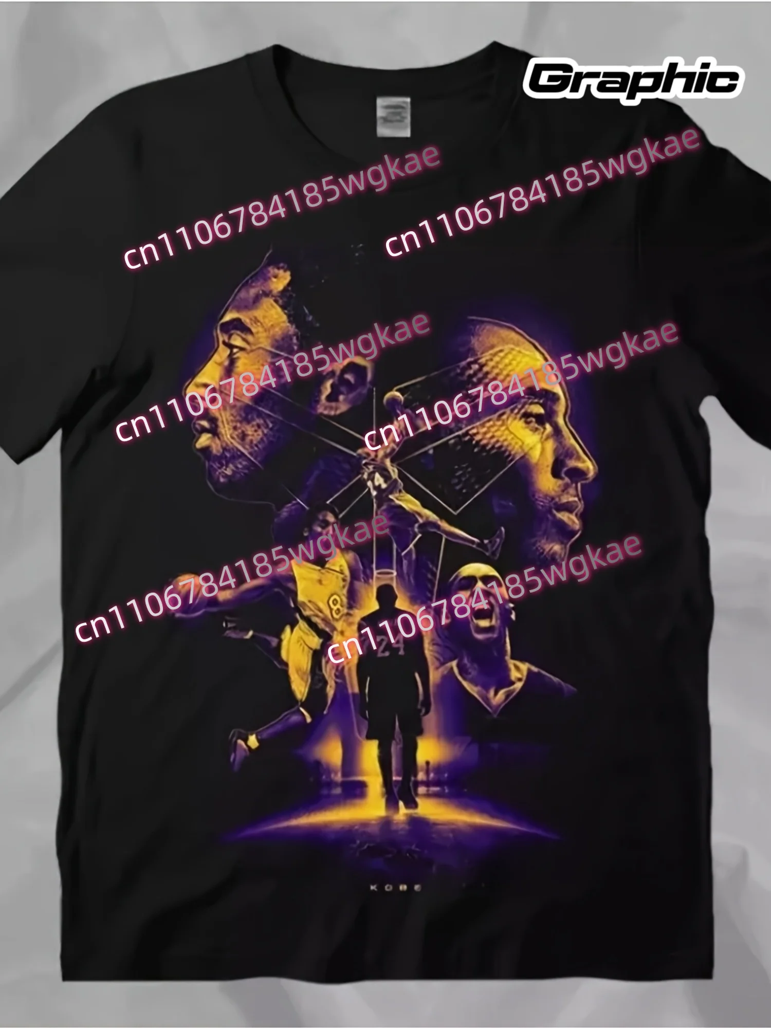 Kobe Bryant High-Neck Printed Pure Cotton Single-Sided Crew Neck Short-Sleeve T-Shirt