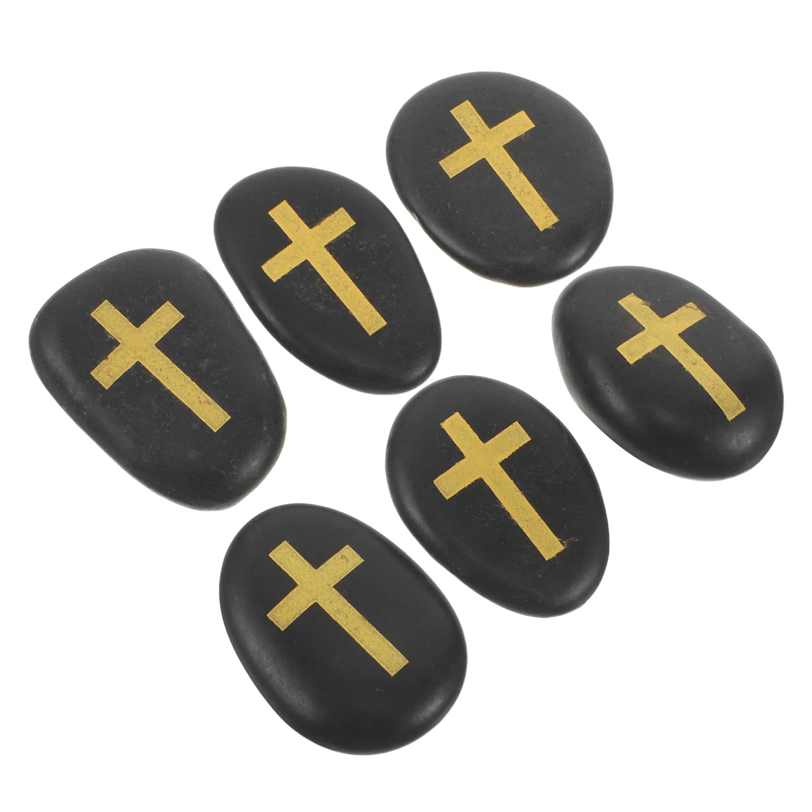 6pcs Engraved Prayer Stones – Smooth Polished River Pebbles for Faith, Inspiration & Religious Meditation