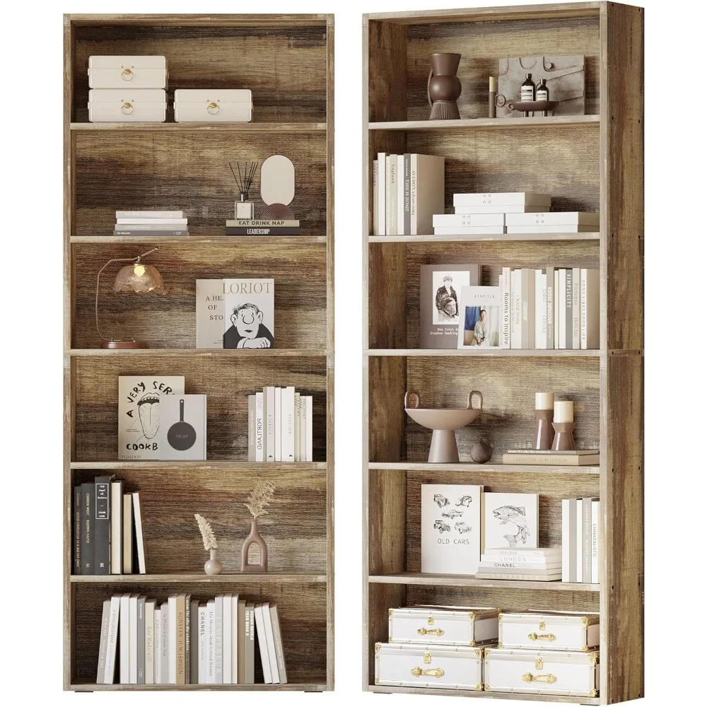 

Bookshelves and Bookcases Set of 2 Floor Standing 6 Tiers Display Storage Shelves 70 in Tall Bookcase Home Decor Furniture for