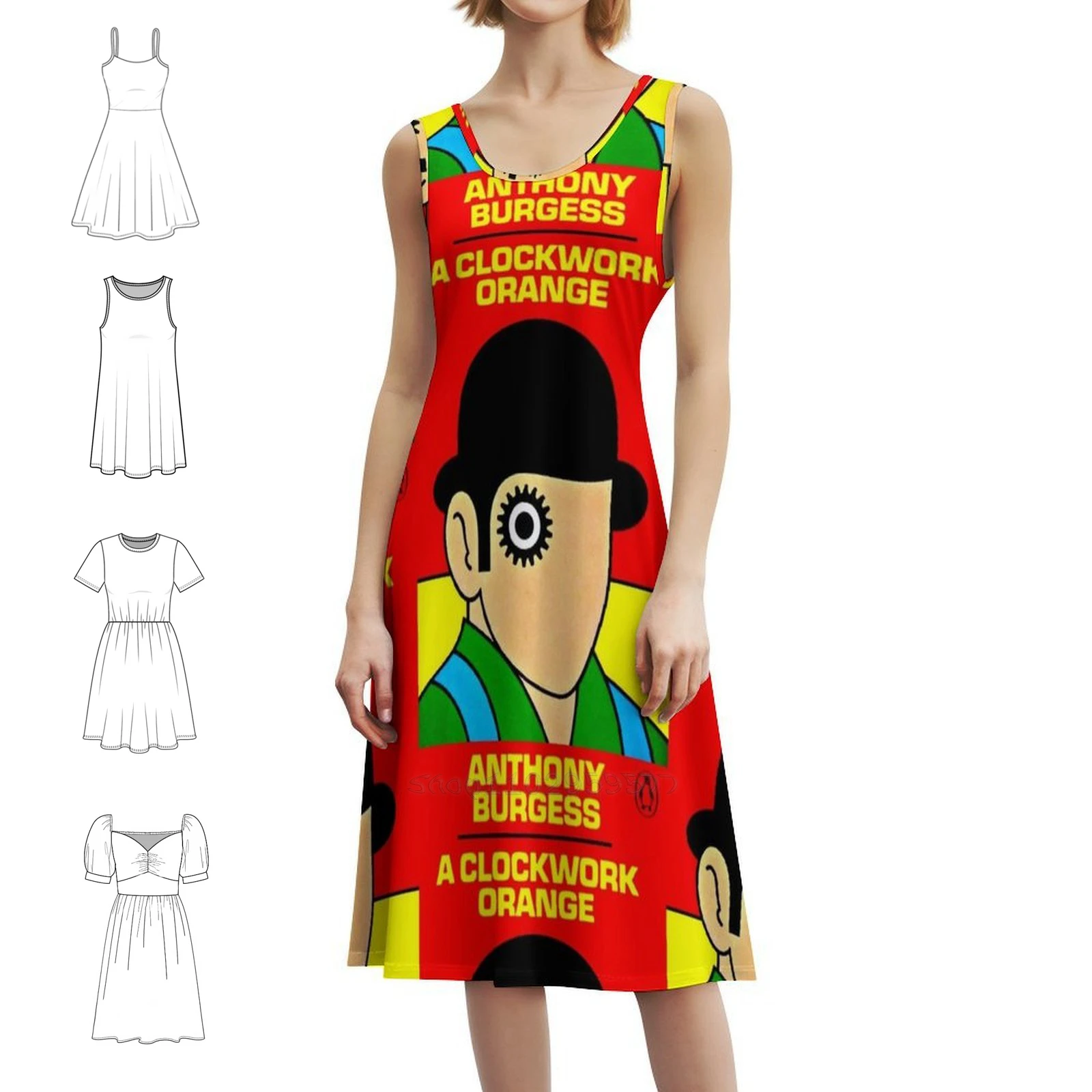 

A Clockwork Orange Preppy Style Mini Dress For Women A-Line Loose Fit Casual Day Dress A Clockwork Orange Red Black Book Cover
