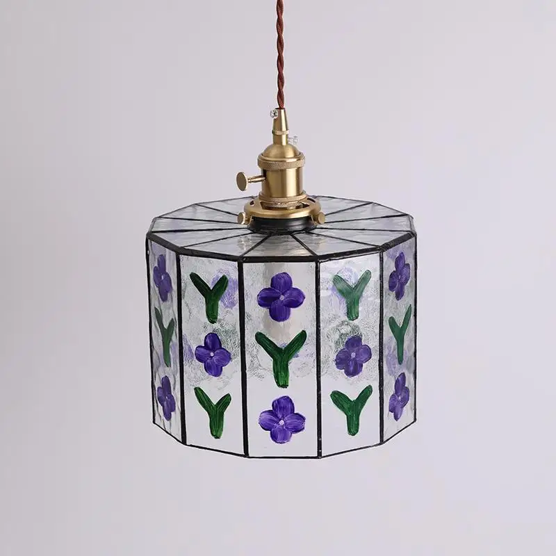 American countryside hand-painted chandelier coffee shop bar counter foyer balcony hallway bedside colored brass glass lamp