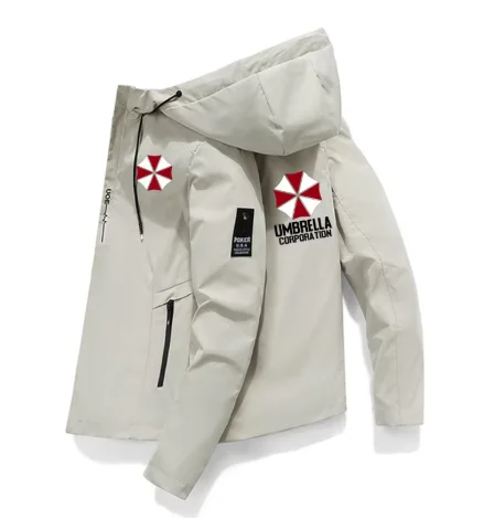 Spring and Autumn New Men's Windproof Sunscreen Exquisite Umbrella Printed Windbreaker Zipper High Quality Hooded Sports Jacket