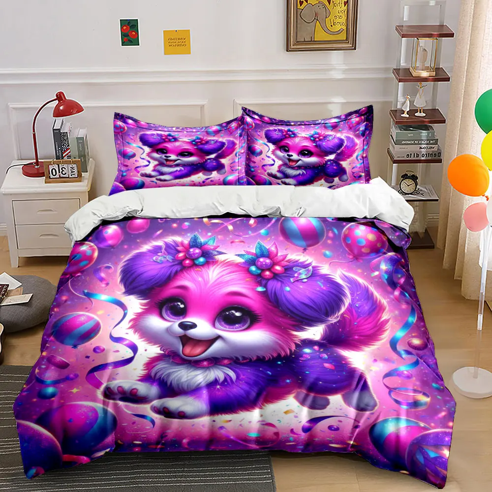 Purple dreamy balloons celebration scene Printed Duvet Cover Set1 Duvet Cover+2 PillowcaseMulti Size Bedroom Bedding Decor