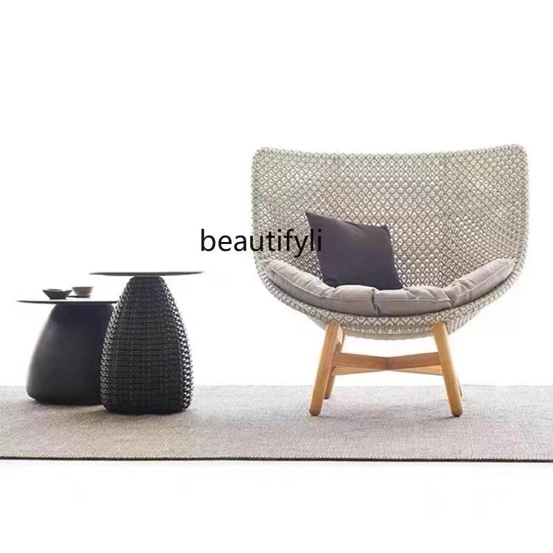 

Outdoor Casual Solid Wood Rocking Chair Terrace Courtyard Sunshine Room Household Hotel Leisure Recliner Rattan Furniture