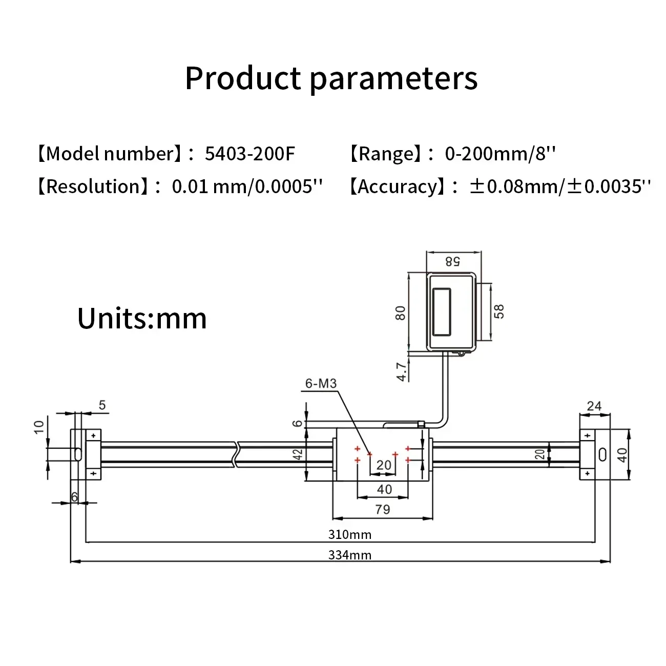 Shahe 0-200 mm Digital Linear Scale Remote Digital Readout Linear Scale External Display Ruler With LCD Base