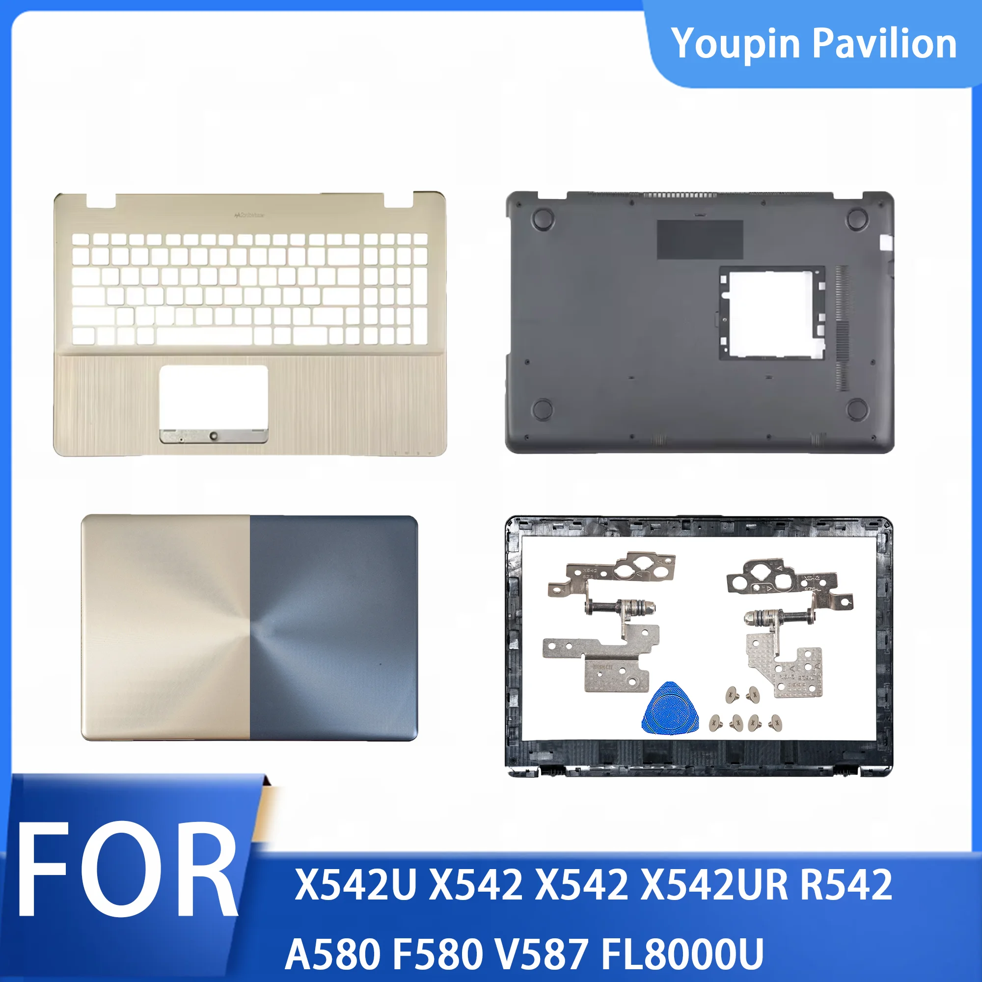 

Подходит для ASUS X542 X542U X542UR X542BA R542UA A580 F580 FL8000U: задняя крышка ЖК-дисплея/шарниры/передняя рамка/подставка для рук/нижний корпус
