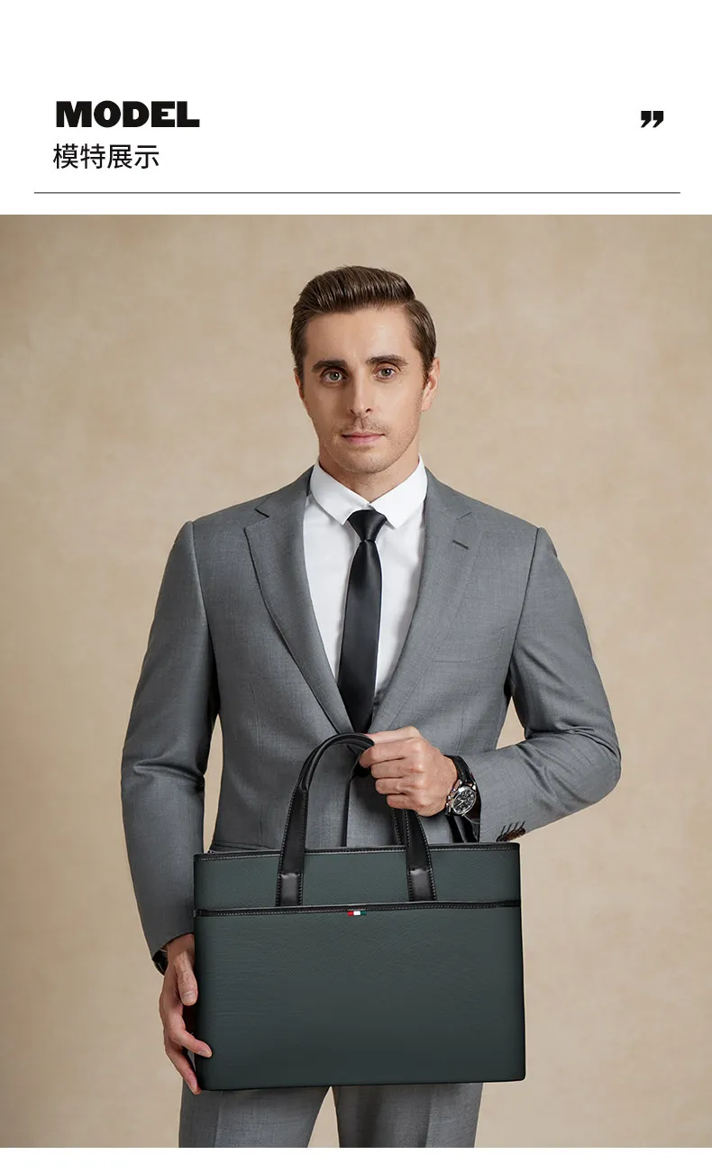 Men's Business Briefcase Wear-Resistant Laptop Notebook Computer Bag Document Handbag for Office Commuting Travel