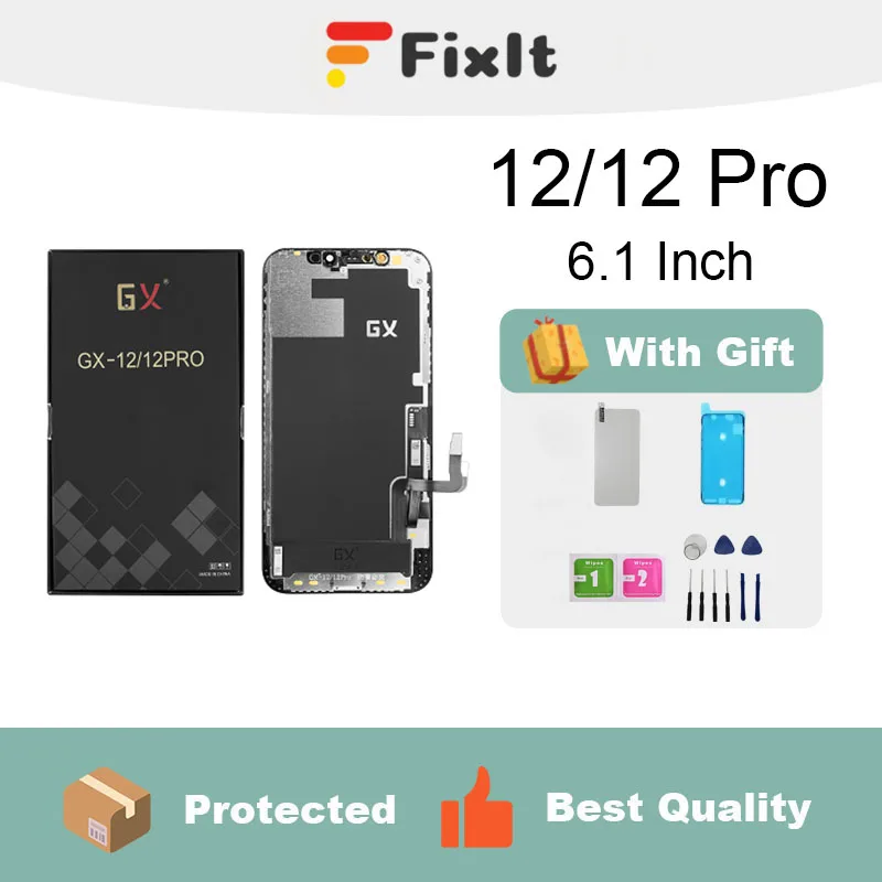 

GX For Iphone 12 12 Pro Screen Replacement 6.1 Inch Mobile Phone LCD Display Screen Digitizer Frame Full Assembly