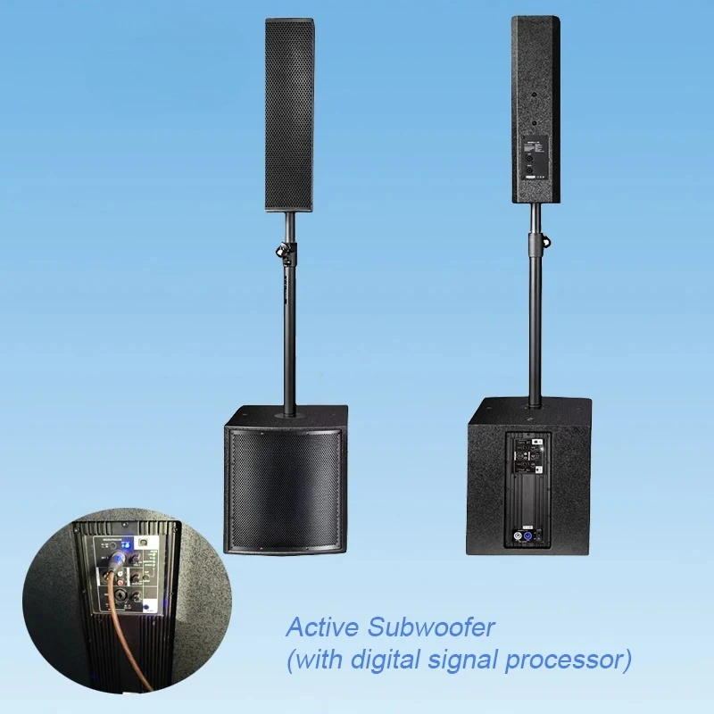 مجموعة سماعات عمود الجهير التي تعمل بمضخم الصوت النشط الأفضل مبيعًا لنظام مكبر الصوت العمودي النشط لحفلات الزفاف المحمولة PA