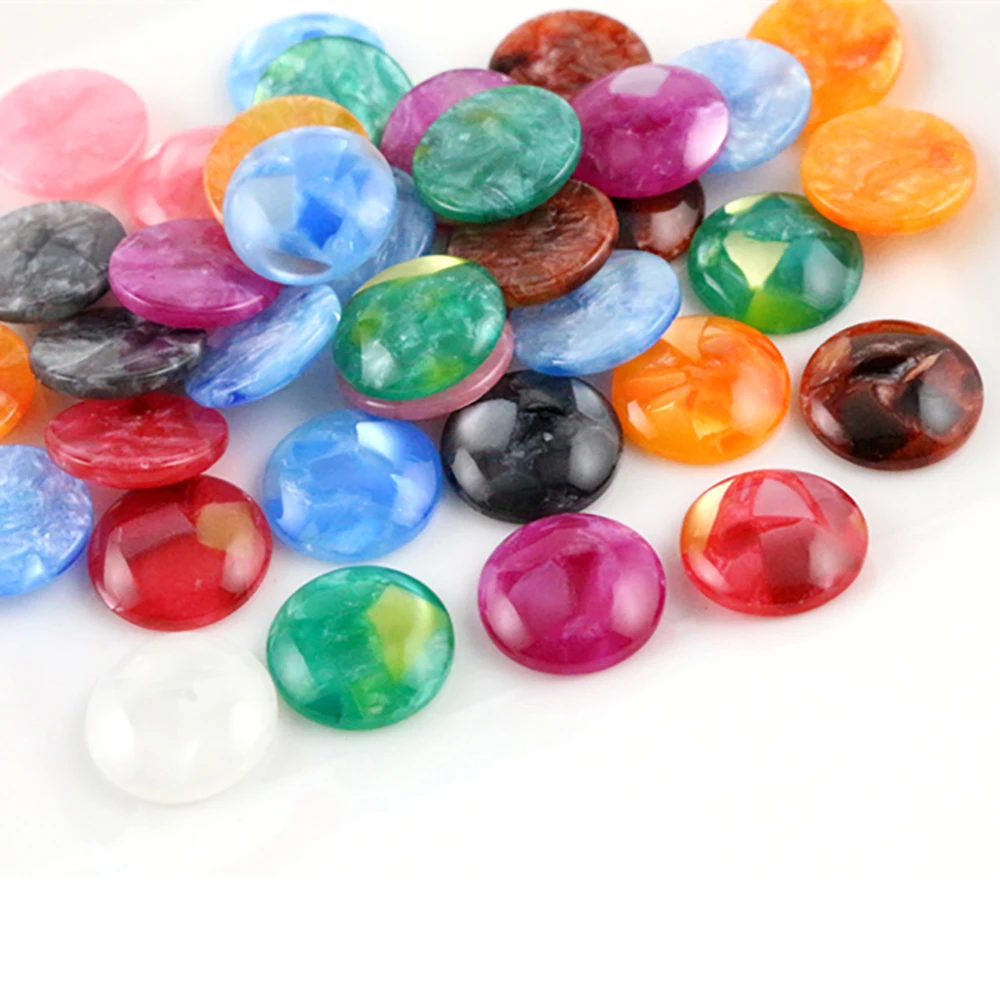 New Fashion 40pcs 12mm Mix Colors Built-in shell Flat back Resin Cabochons Cameo