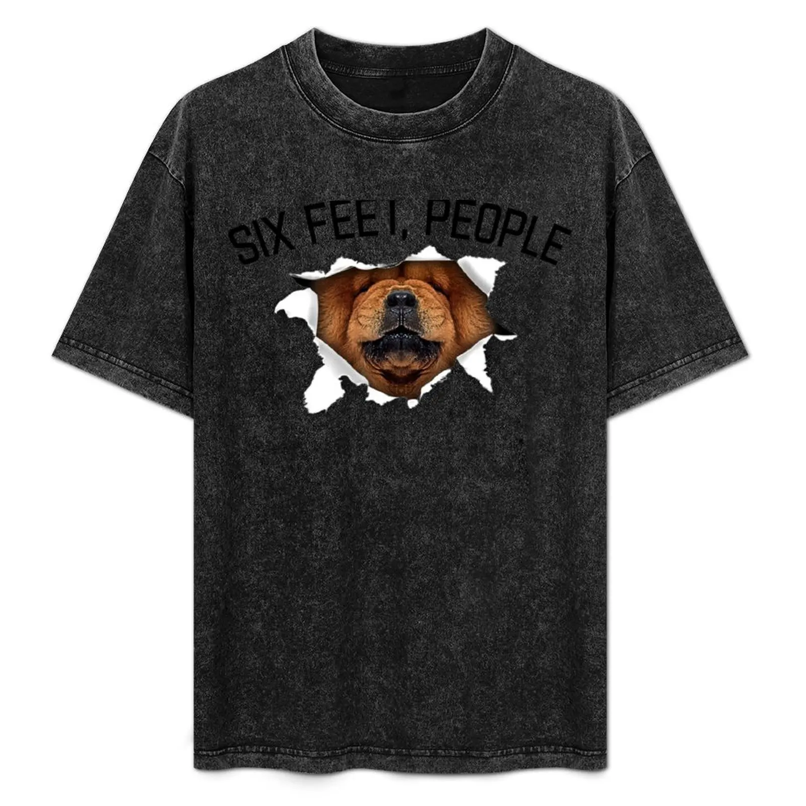 

Growling Chow Chow dog - six feet people animals face tear torn social distance T-Shirt summer tops topping t shirt for men