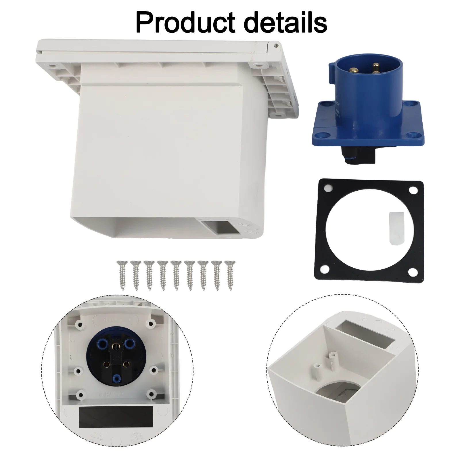IP44 Waterproof Socket RV External Socket Embedded Socket For RV External Power Input For RVs 15.5*12.5*11.3cm