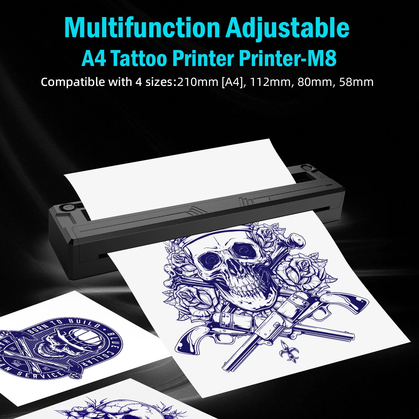 Audersigt A4 Bluetooth Tattoo Stencil Printer Portable Thermal Transfer Copier Machine for Line Art Photo and Tattoo Design view 3