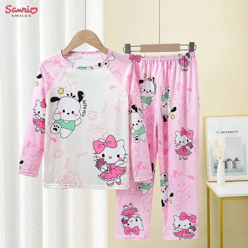 

Sanrio Kuromi Hello Kitty Children's Pajamas Cinnamoroll My Melody Boy's Clothing Cartoon Anime Long Sleeved Loungewear Girl Kid