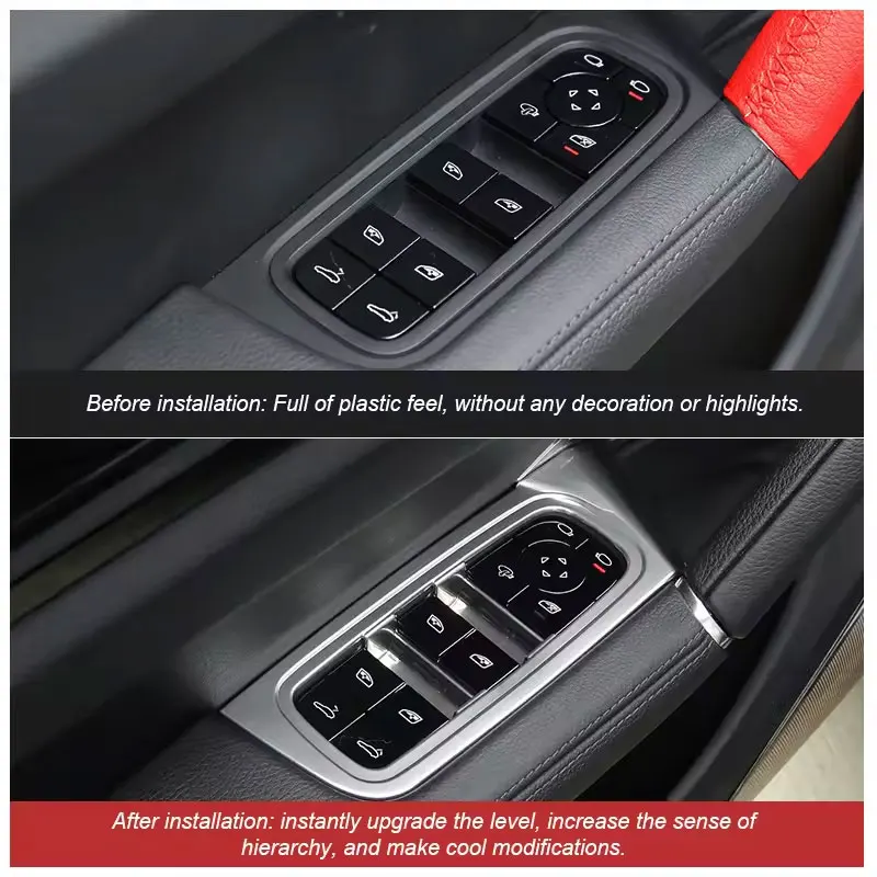 

Silver For Porsche Cayenne 2018 2019 2020 2021 2022 2023 2024 Coupe Car Dashboard Steering wheel Panel Interior Decoration Frame