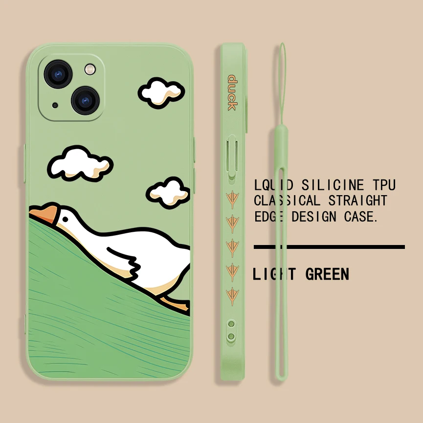 New Funny Cartoon Duck Phone Case for Oneplus Nord 3 2 9R 9 8T 8 7 7T Pro 6 5G Liquid Silicone Cover with Hand Strap