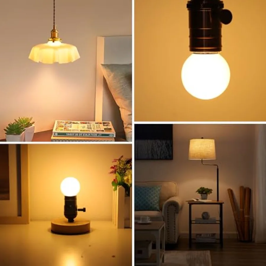Dimmable E26 G16.5 LED Light Bulb 40W Equal 4W Frosted Globe Light Bulbs, Small Round Light Bulbs Type G Light Bulb for Chandel