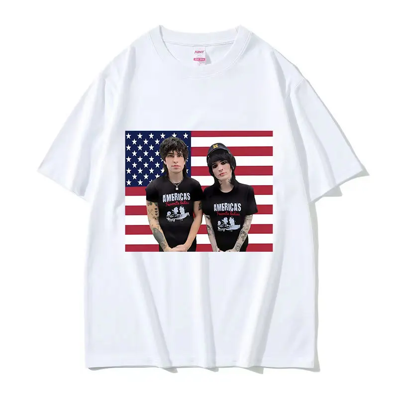 Jake Webber Johnnie Guilbert American Flag Graphic T Shirt Men Women Hip Hop Fashion Vintage Oversized Cotton T-shirt Streetwear