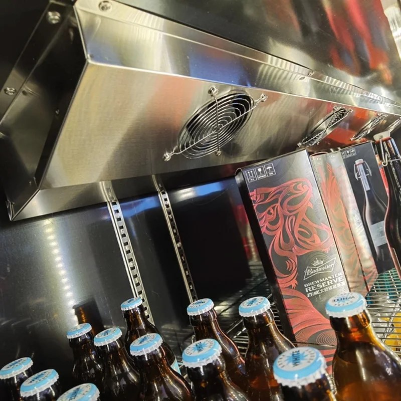 Multi Color LED Lighting 3 Doors Display Fridge Single-Temperature Beer Refrigerator with Transparent Glass Digital Control Stan