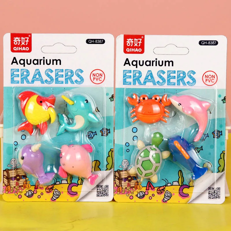 Aquarium Eraser Cartoon Cute Removable Elephant Skin Dolphin Turtle Whale Pupils' Stationery