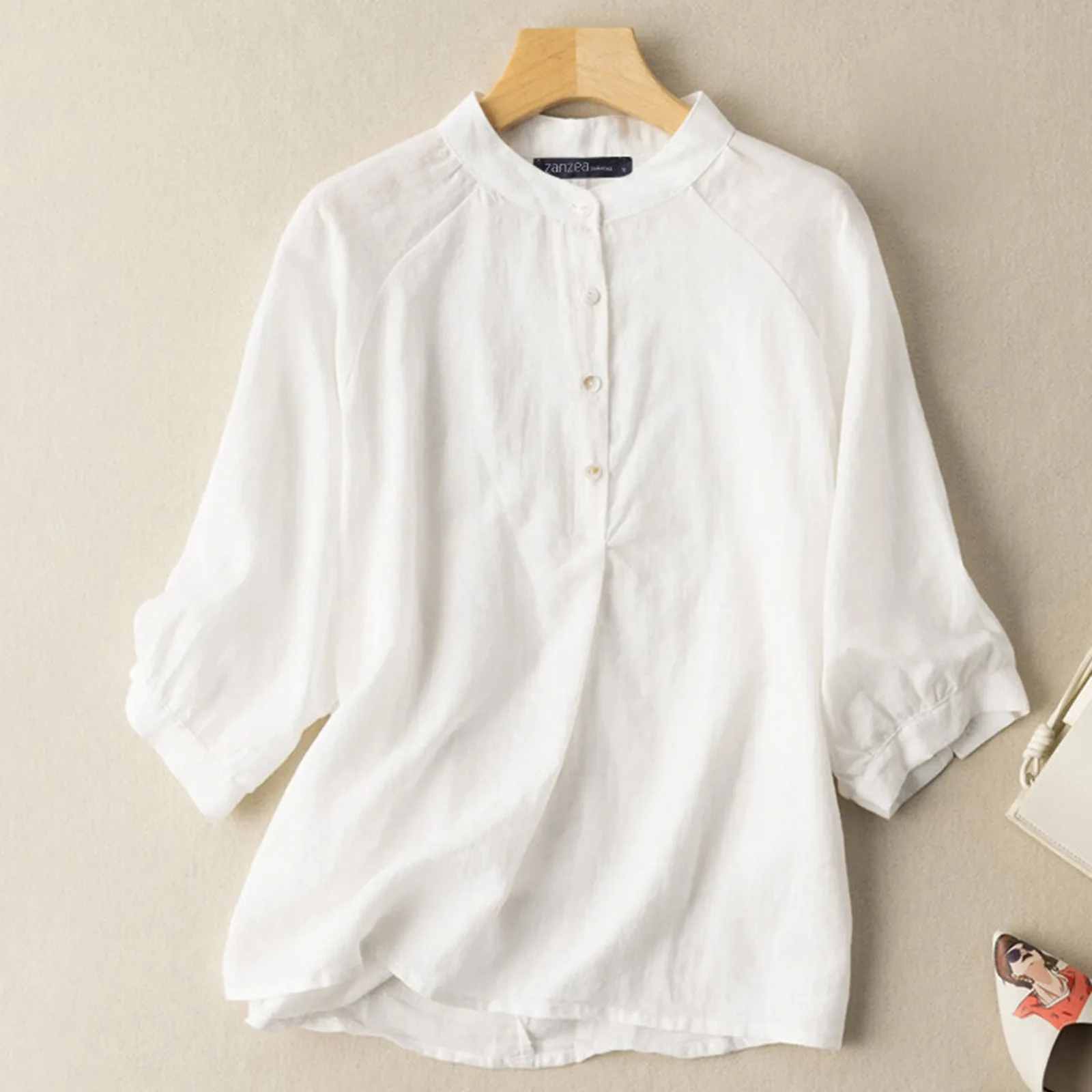 

Women's Solid Color Button Down Casual Loose Women's Shirt Cotton Shirt Comfy Fashion Women's Blouse Solid Fashion Plus Shirts