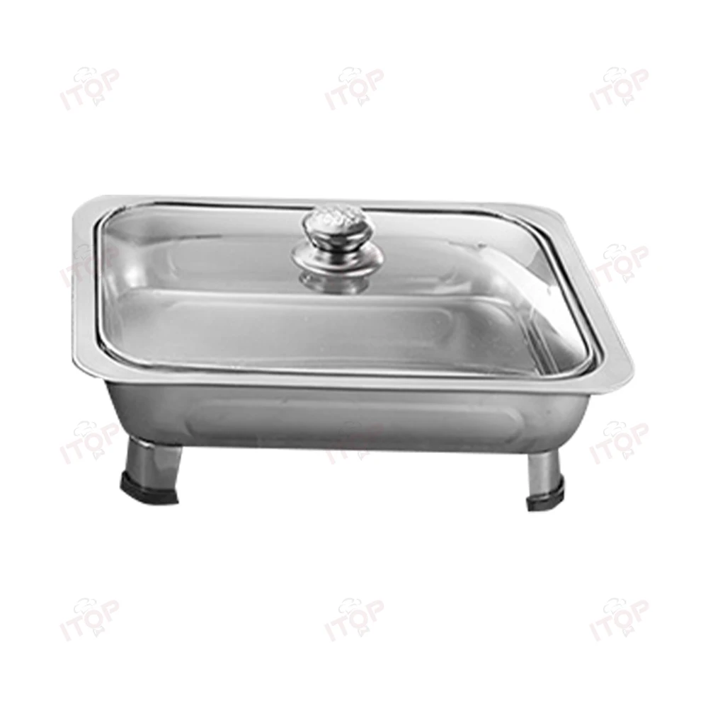 

Hotel Stainless Steel Buffet Food Warmer Cookware Chafing Dish Buffet Hot Pots To Keep Food Warm With Visible Glass Lid