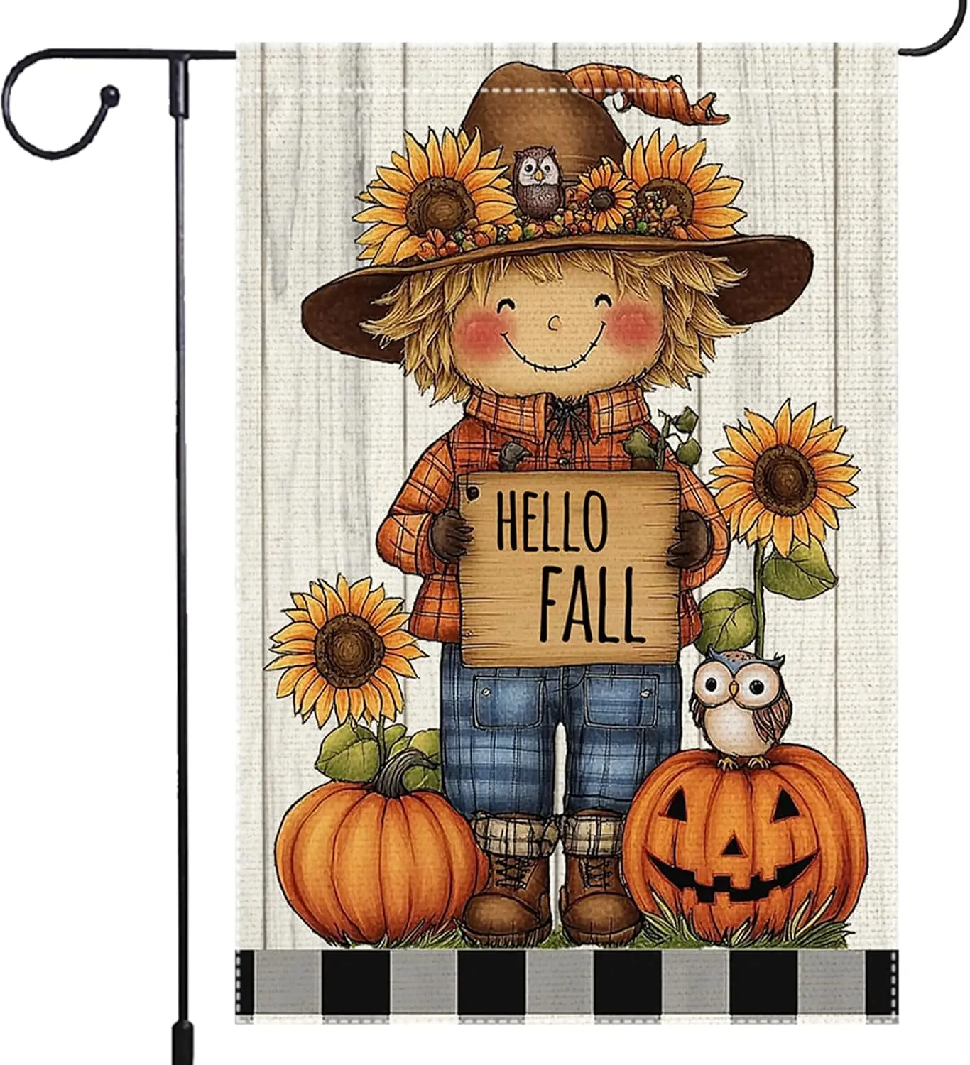 Thanksgiving Garden Flag for Outside Burlap, Fall Pumpkin Garden Flags 12x18 Inch Double Sided Burlap Autumn Outdoor Scarecr xxl