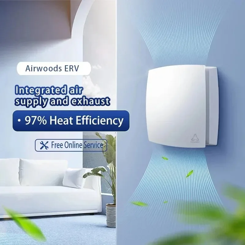 64CMH Air Volume Humidity Control Fresh Air Ventilation Unit Heat Recovery Ventilation Wall Recuperator Ventilation Local