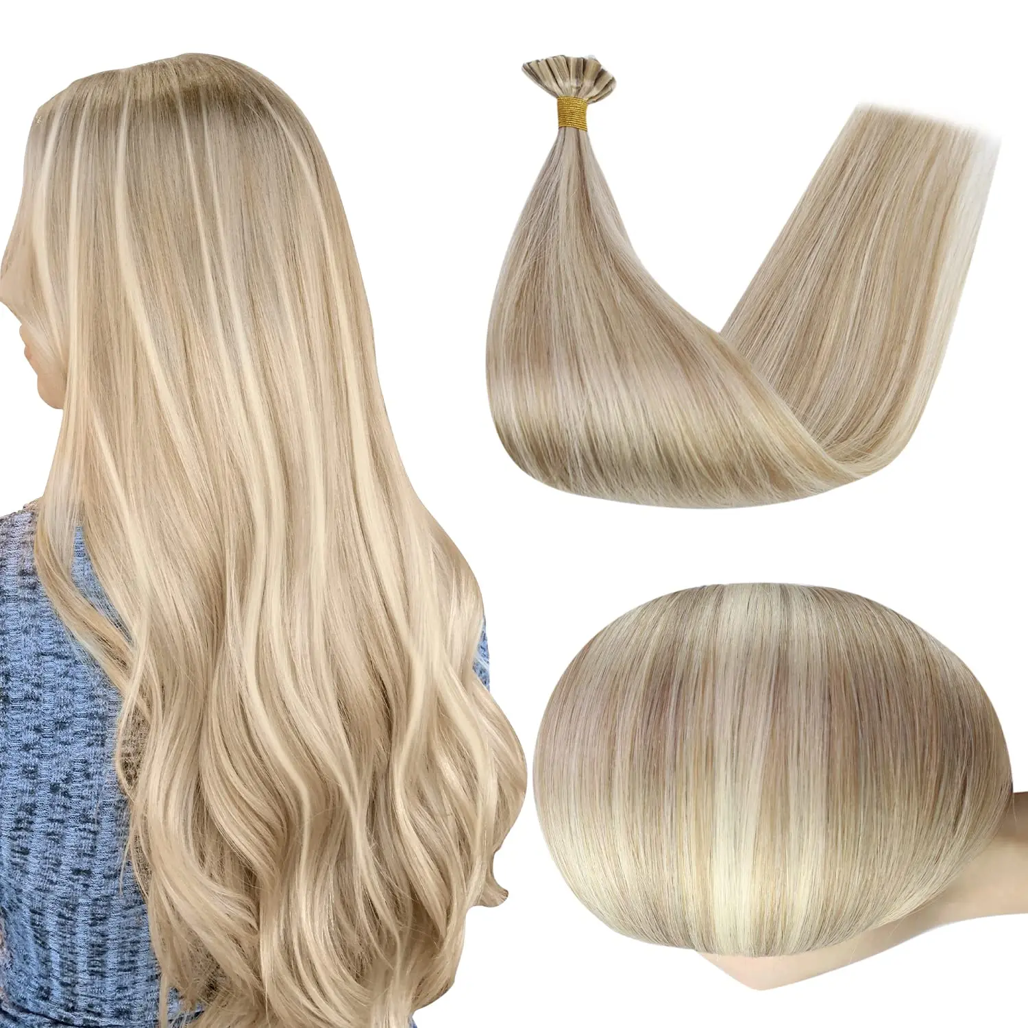 Full Shine U Tip Hair Extensions Fusion Hair Balayage Color 40-50g Keratin Glue Beads Prebonded Human Hair Extensiones