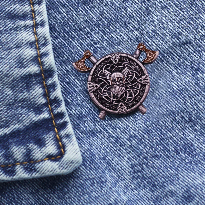 Viking Norse Mythology Odin Runes Enamel Pin Warrior Tactical Morale Brooch Badge