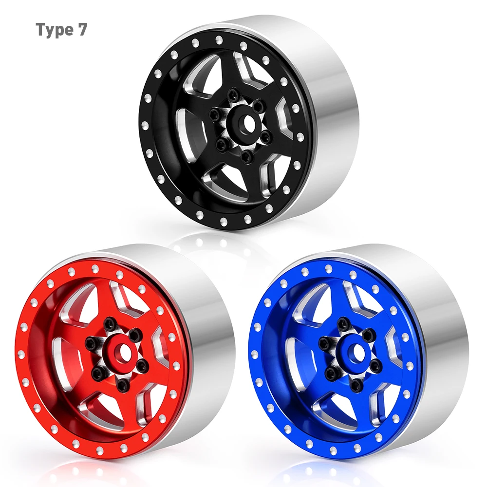 AXSPEED 4Pcs 1.3 inch Beadlock Aluminum Alloy Wheel Rims Hubs for Axial SCX24 1/24 TRX-4M 1/18 RC Crawler Car Upgrade Parts