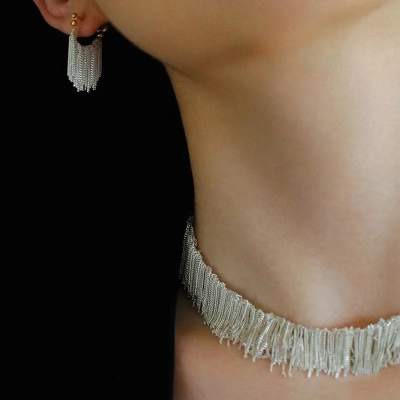 

Jenny&dave Waterfall Shaped Silver Tassel Necklace For Women Chain Jewelry Jewelry Necklace Necklaces For Women