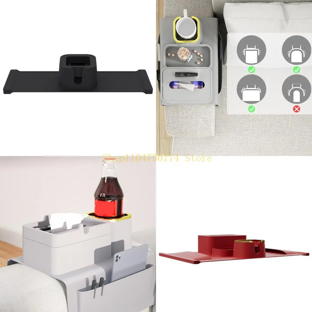 Soft Silicone Armrest Tray Holder With Built In Cup Holder Tissue Dispenser Slot Top Sale