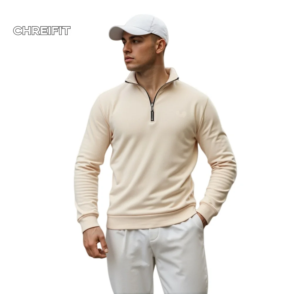 

Men's Quarter Zip Pullover Sweatshirt Soft cotton Long Sleeve Top Casual Streetwear Autumn & Winter Hoodie Alternative 2025 New