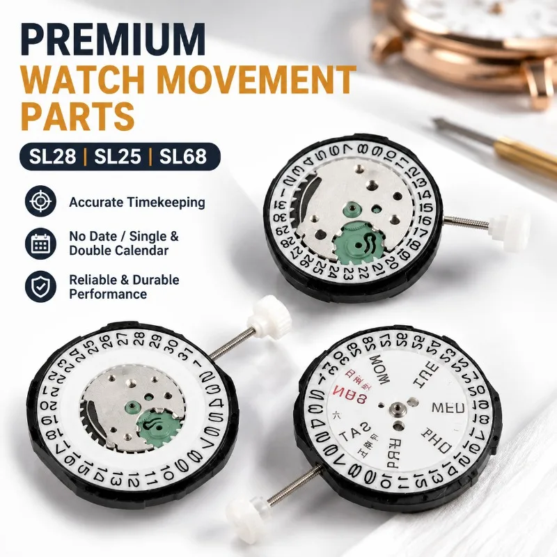Watch Movement Parts New SL28 SL25 SL68 No Date Three Hands Single Calendar Double Calendar Clock Mechanism