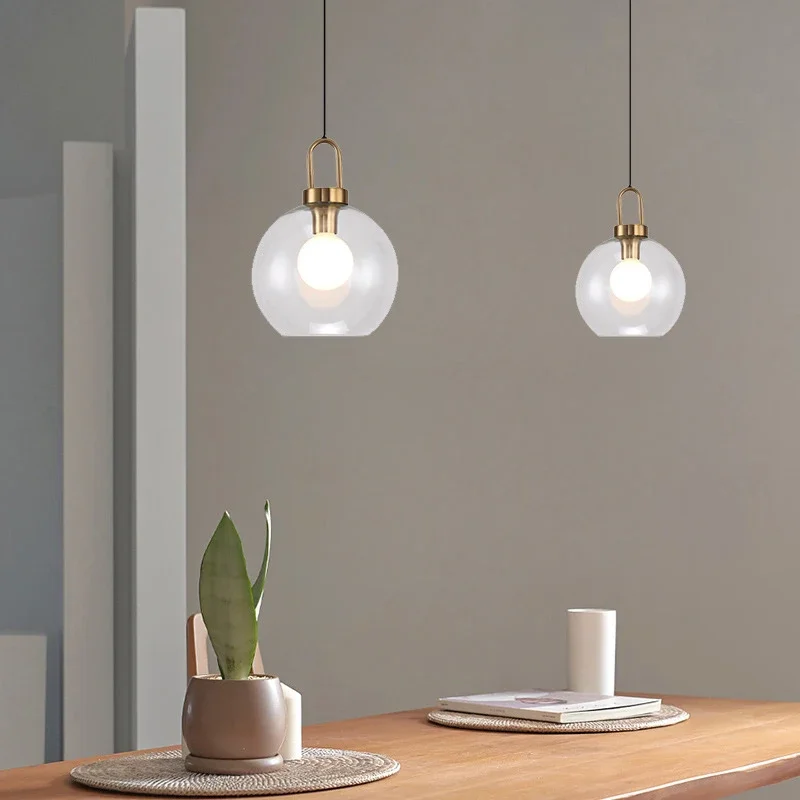 Nordic Light Luxury Glass Pendant Lights Kitchen Island Dining Room Bedside Hanging Lamps For Modern Suspension Chandelier