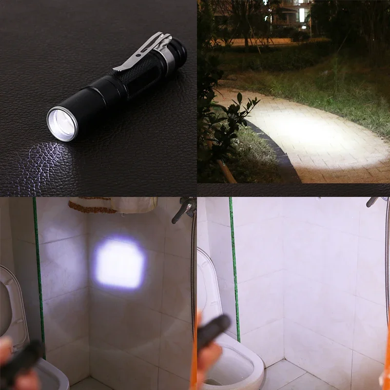 Mini linterna LED con Clip, linterna de bolsillo resistente al agua, larga duración, batería AAA brillante para Camping y caza