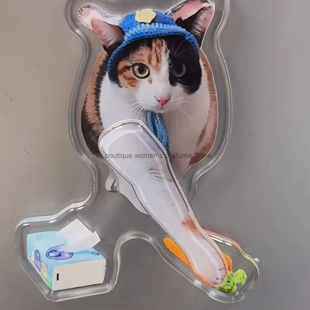 TikTok Dakaimen Cat Fridge Magnet Carrot Tissue Cat Acrylic Internet Celebrity Gift For Friends Abstract Reading The Mind