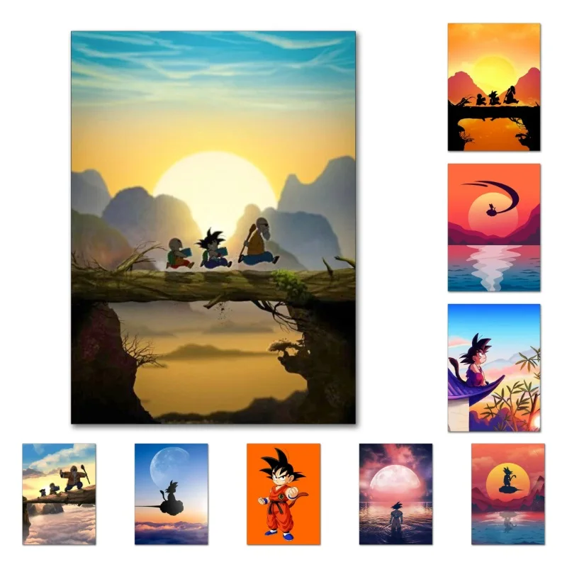 Dragon Ball Kid Goku Silhouette Anime 5D DIY Diamond Painting Kit No Frame Diamond Mosaic Art Handmade Home Wall Decor Gift