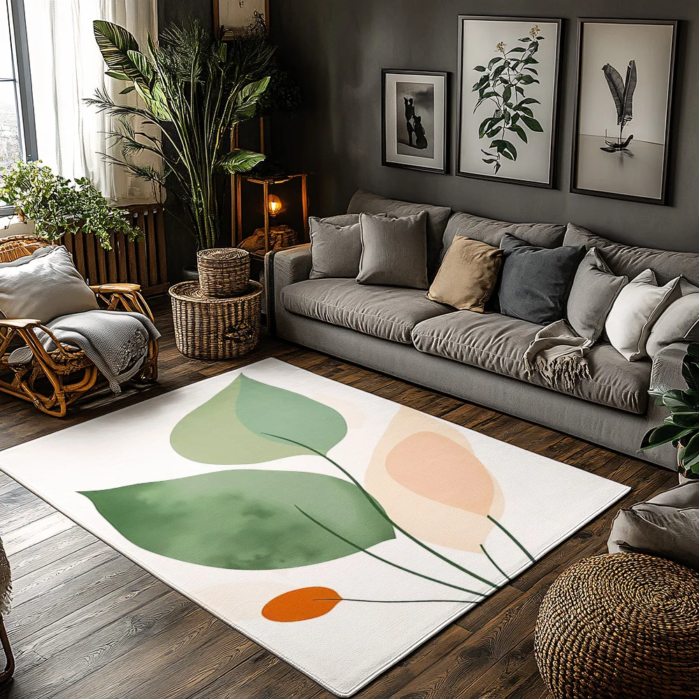 

Абстрактный природный ковер в помещении и на открытом воздухе, современный декор фермерского дома, коврик для гостиной, напольный коврик, ботанический домашний акцент